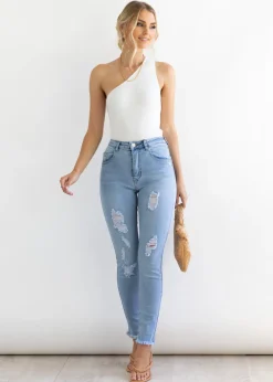 Women Gingham & Heels Jeans><noscript><img width=