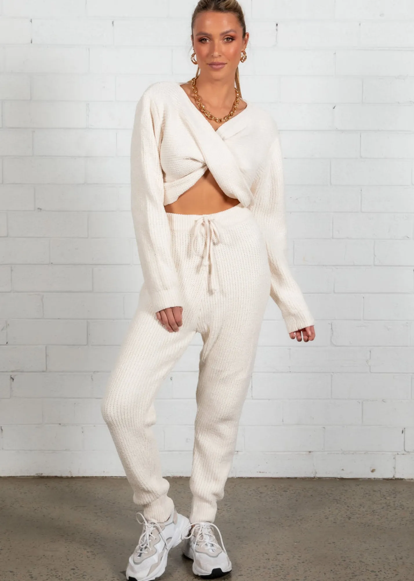 Women Gingham & Heels Knit Bottoms>Drew Knit Set