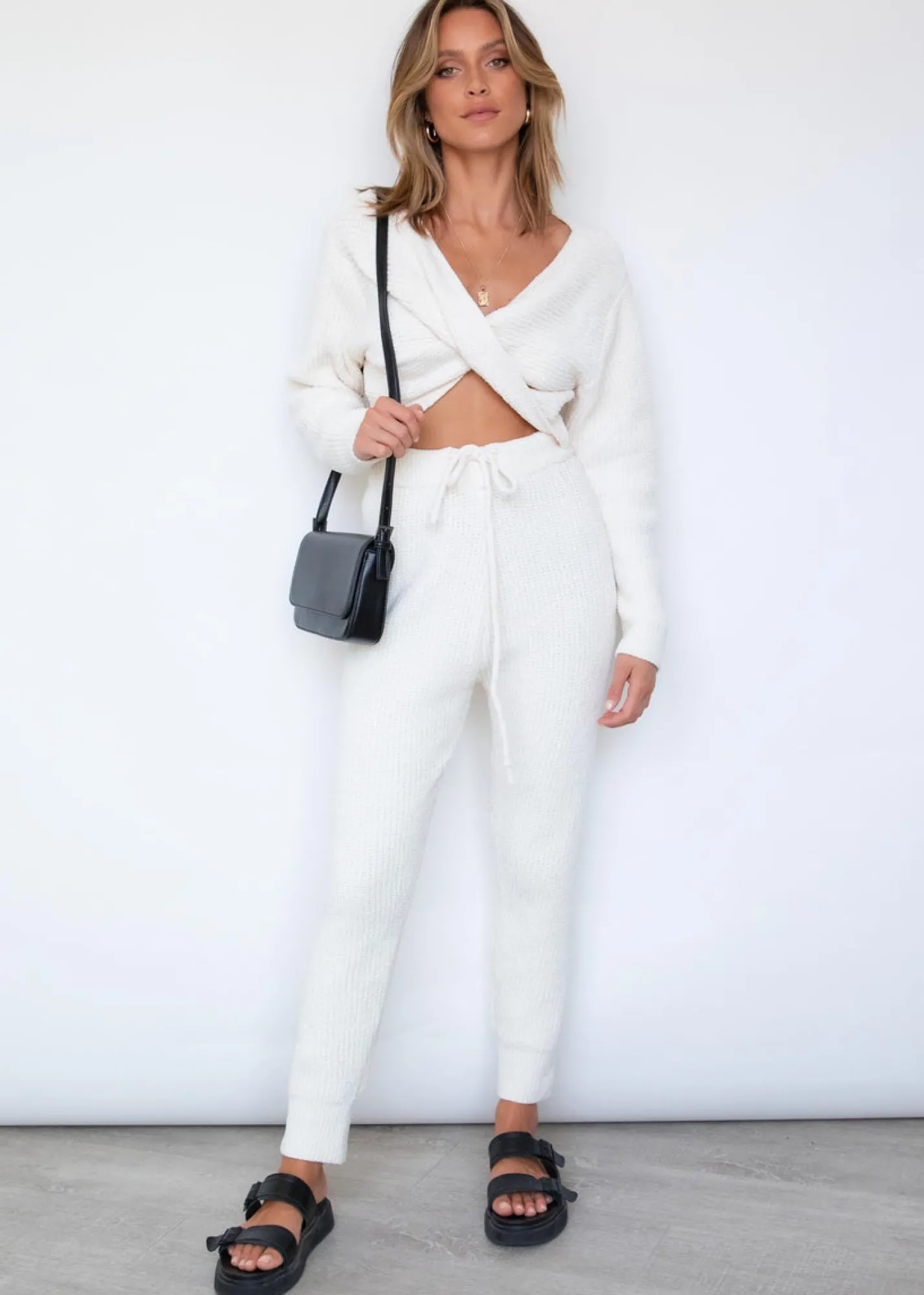 Women Gingham & Heels Knit Bottoms>Drew Knit Set
