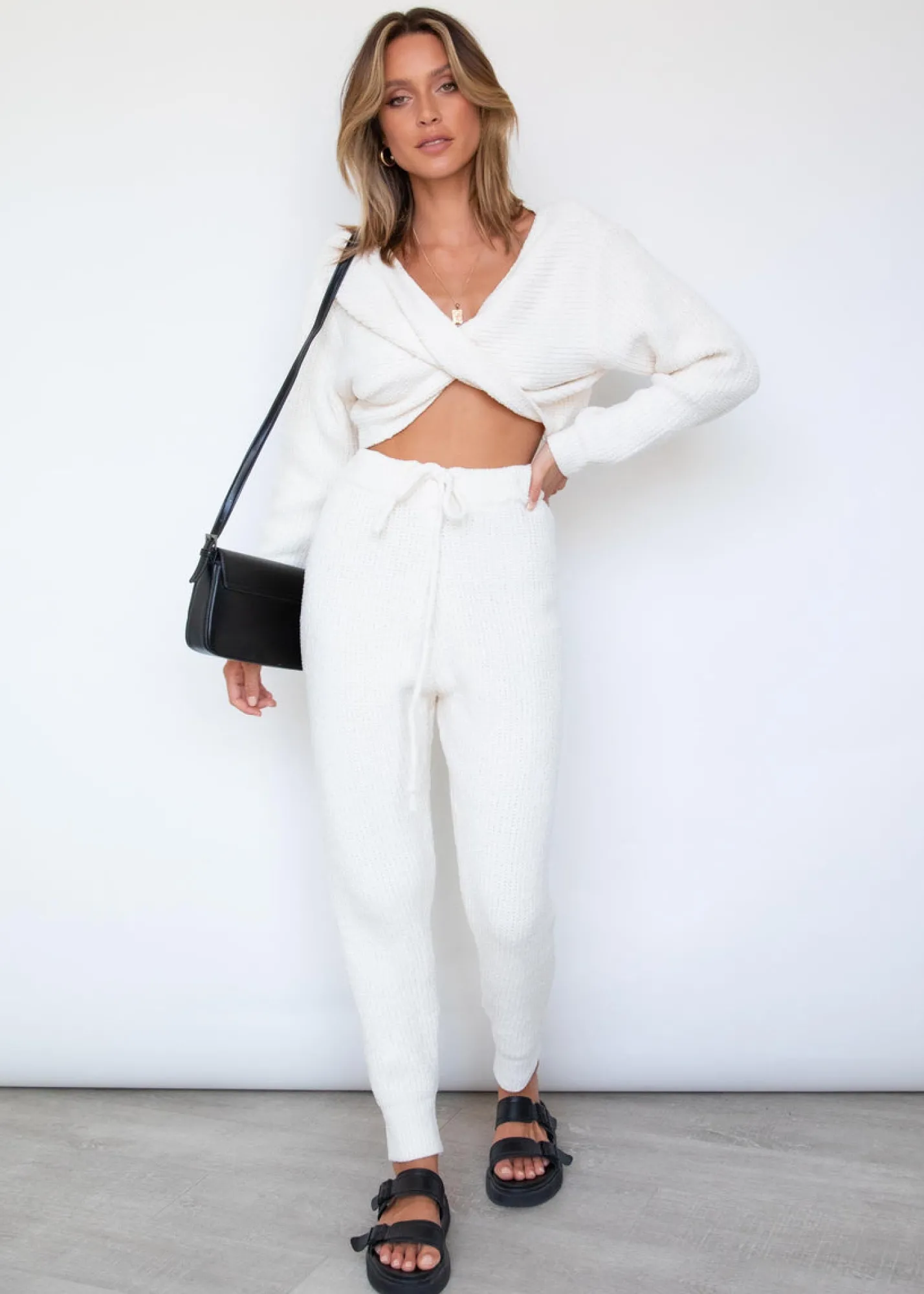 Women Gingham & Heels Knit Bottoms>Drew Knit Set