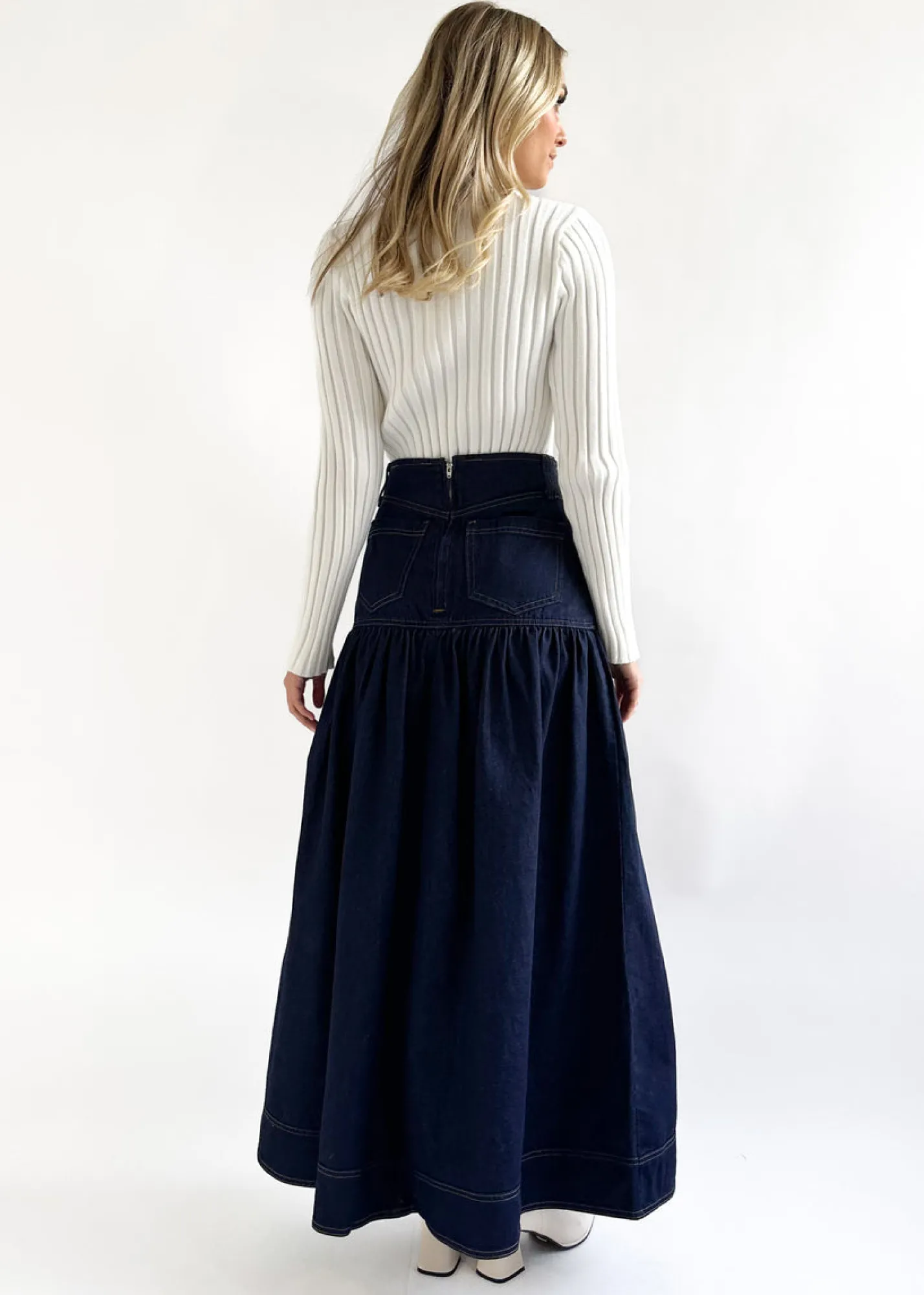 Women Gingham & Heels Skirts>Egilah Denim Maxi Skirt