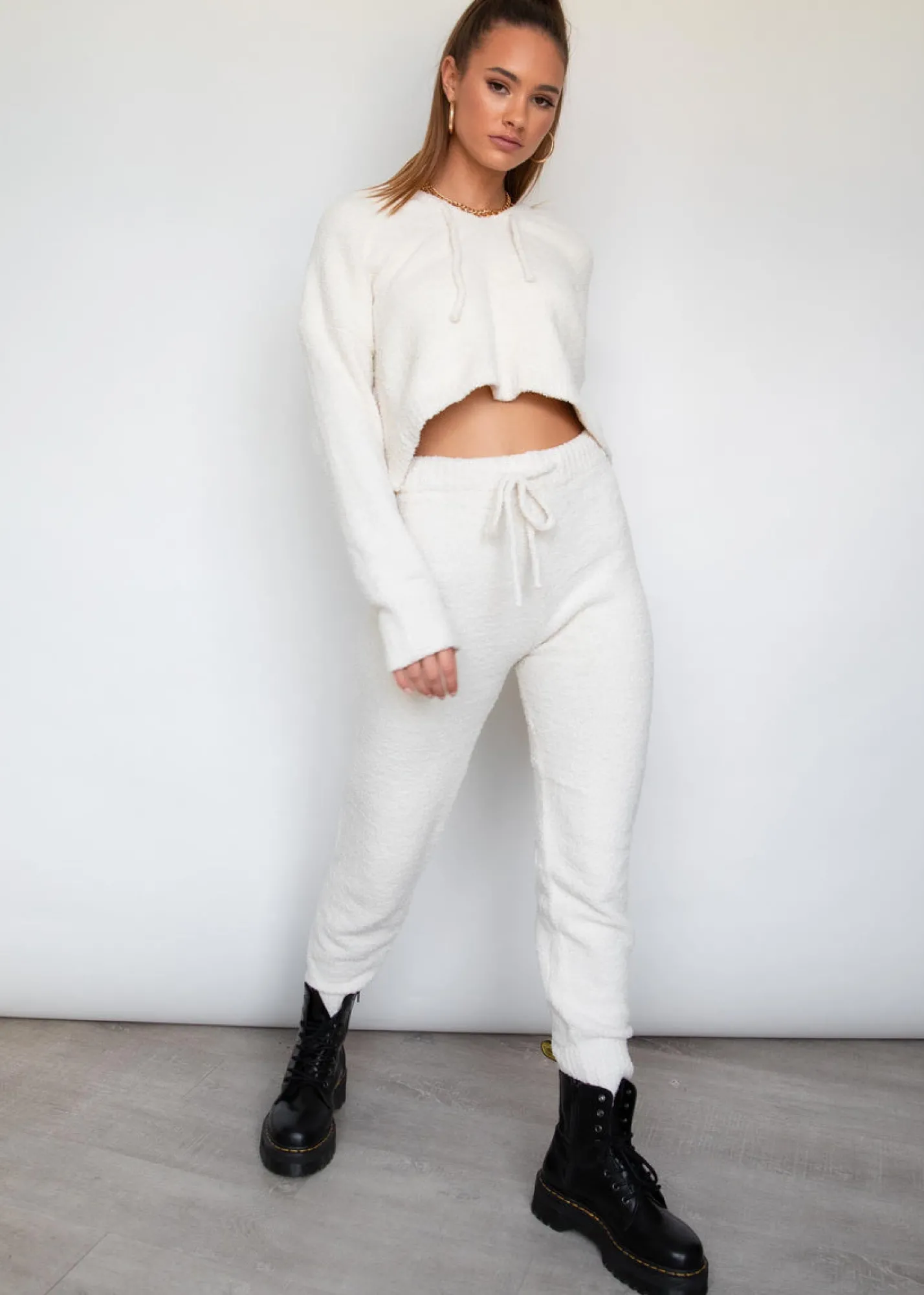 Women Gingham & Heels Knit Tops>Eli Hooded Knit Set