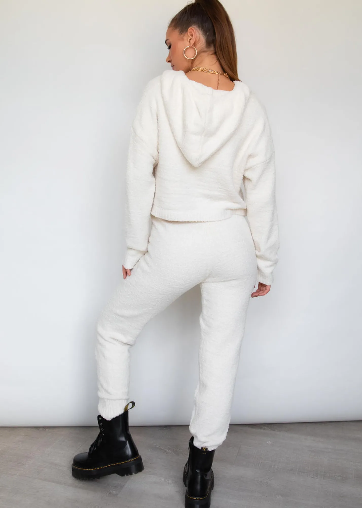 Women Gingham & Heels Knit Tops>Eli Hooded Knit Set