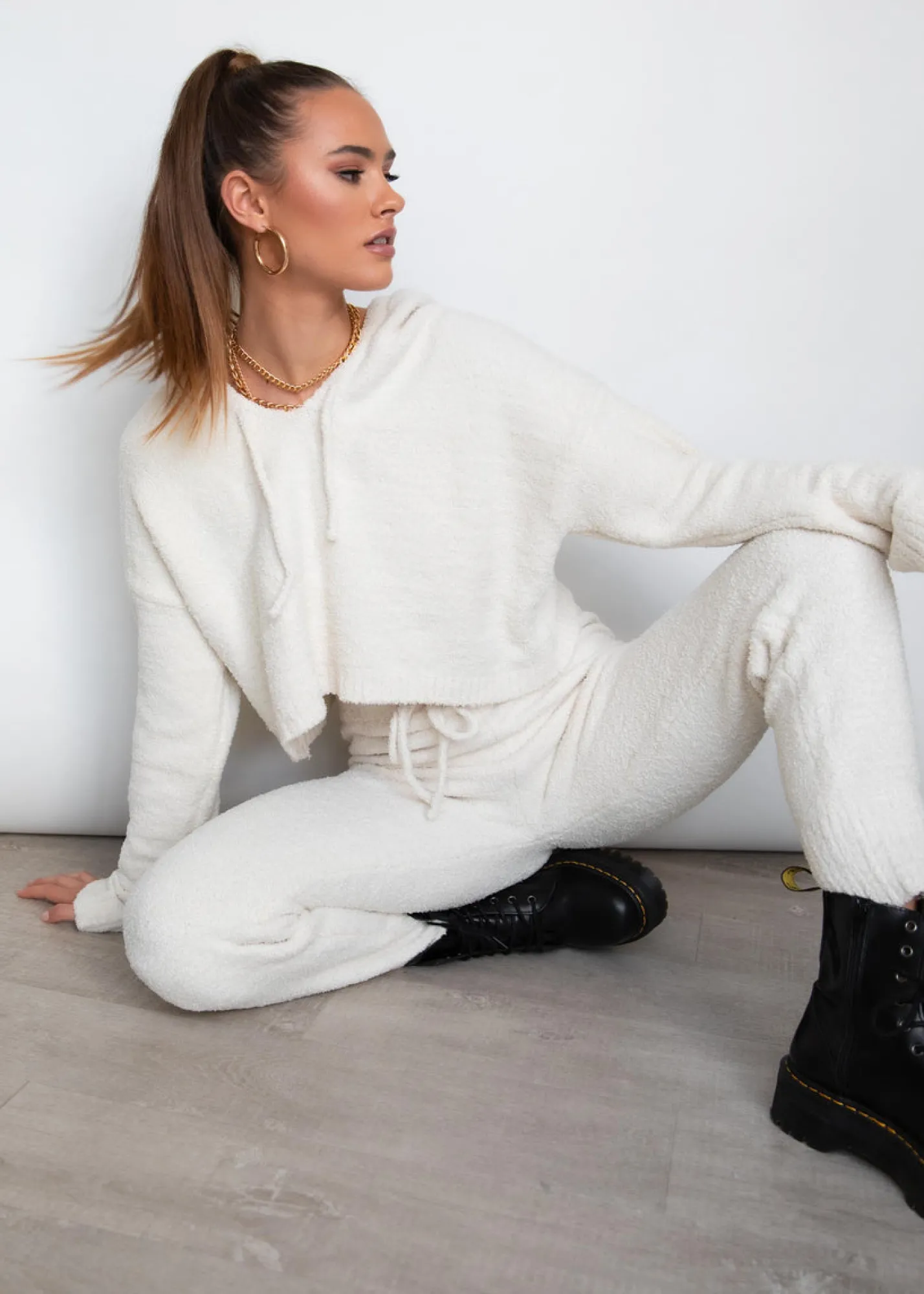 Women Gingham & Heels Sets>Eli Hooded Knit Set