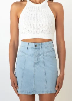 Women Gingham & Heels Skirts>Enzo Denim Skirt