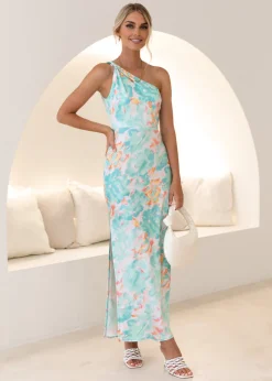 Women Gingham & Heels Maxi>Finnie One Shoulder Maxi Dress