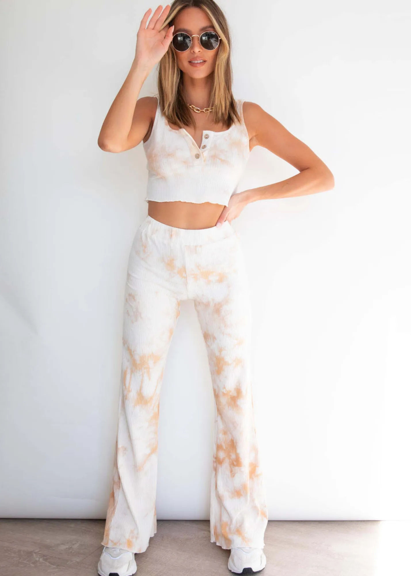 Women Gingham & Heels Pants>Fleur Knit Flare Pants