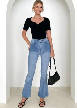 Women Gingham & Heels Jeans><noscript><img width=
