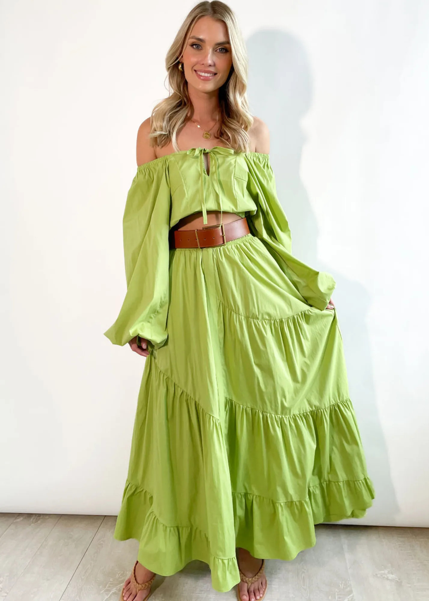 Women Gingham & Heels Sets>Gillia Midi Skirt
