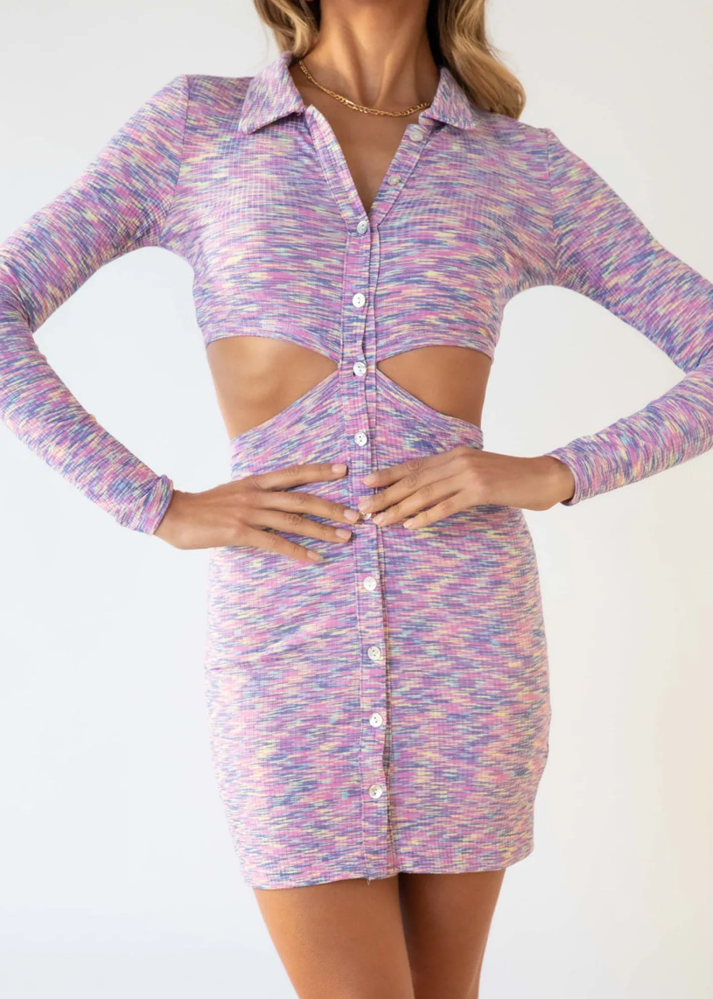 Women Gingham & Heels Knit Dresses>Holiday Inn Cut Out Knit Dress