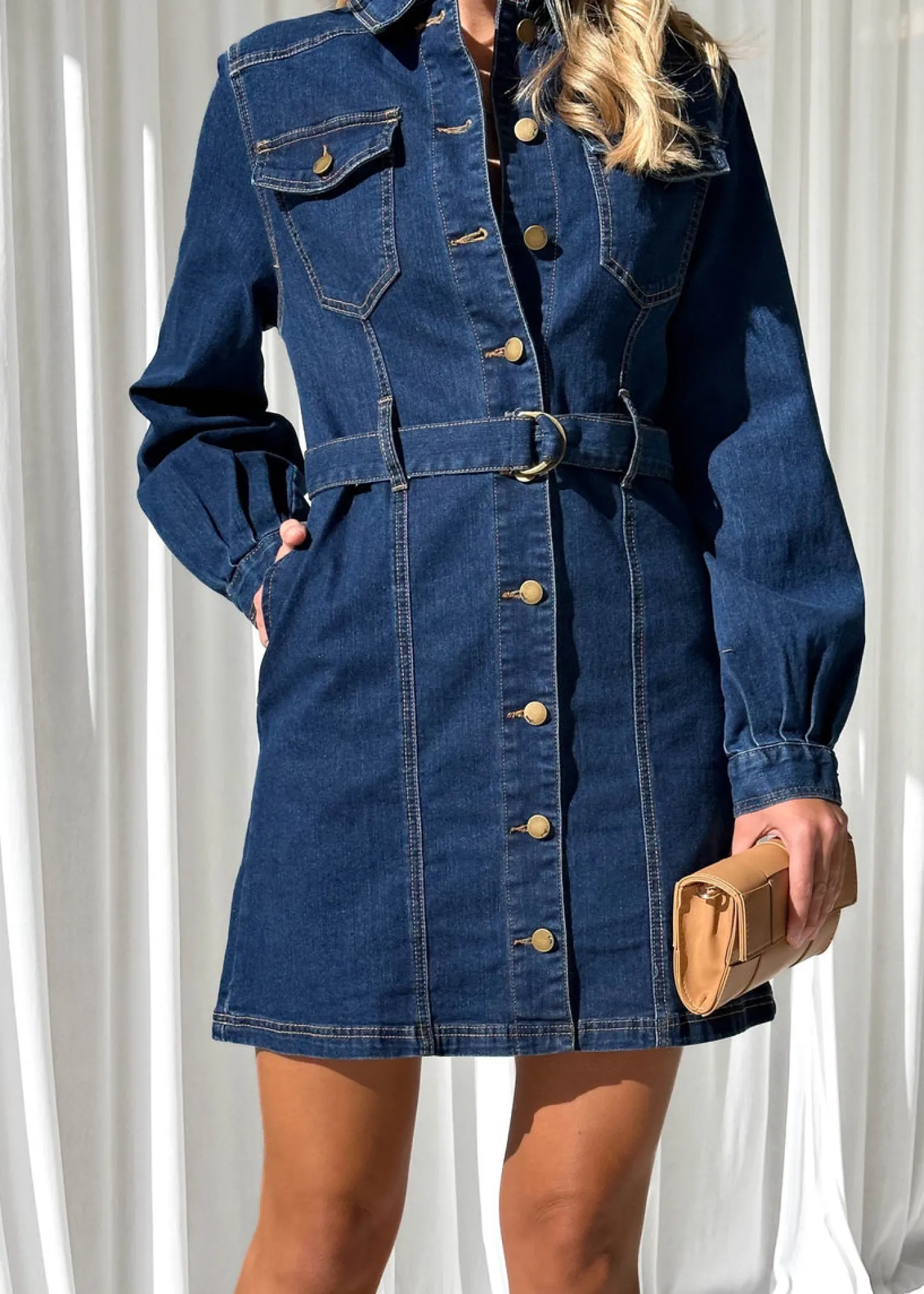 Women Gingham & Heels Short>Hydra Denim Dress