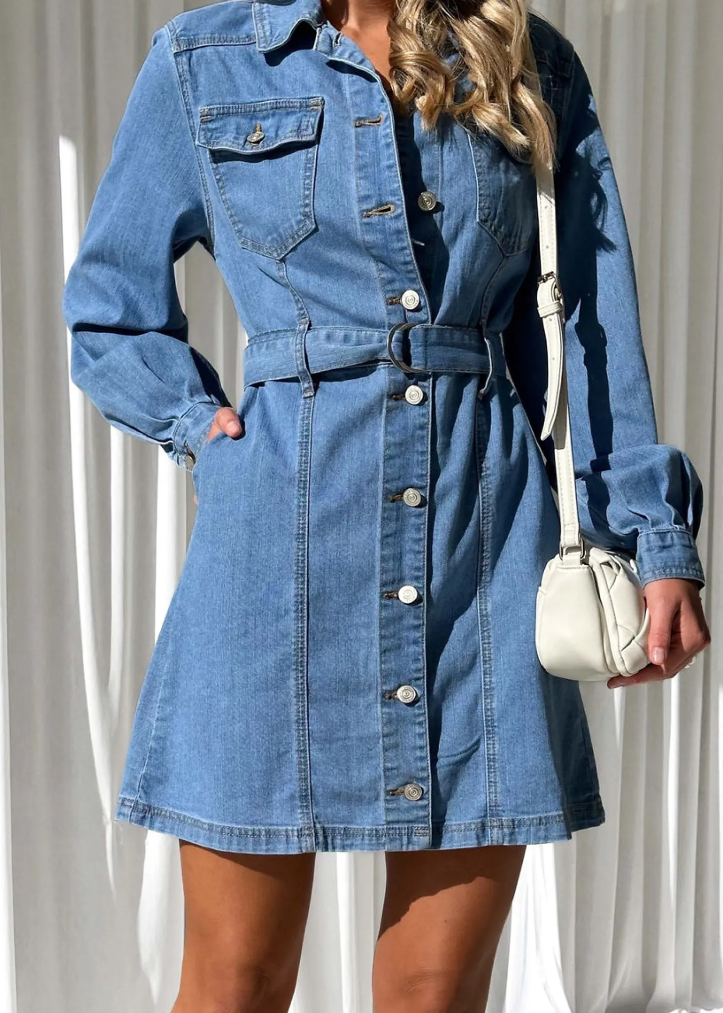 Women Gingham & Heels Short>Hydra Denim Dress