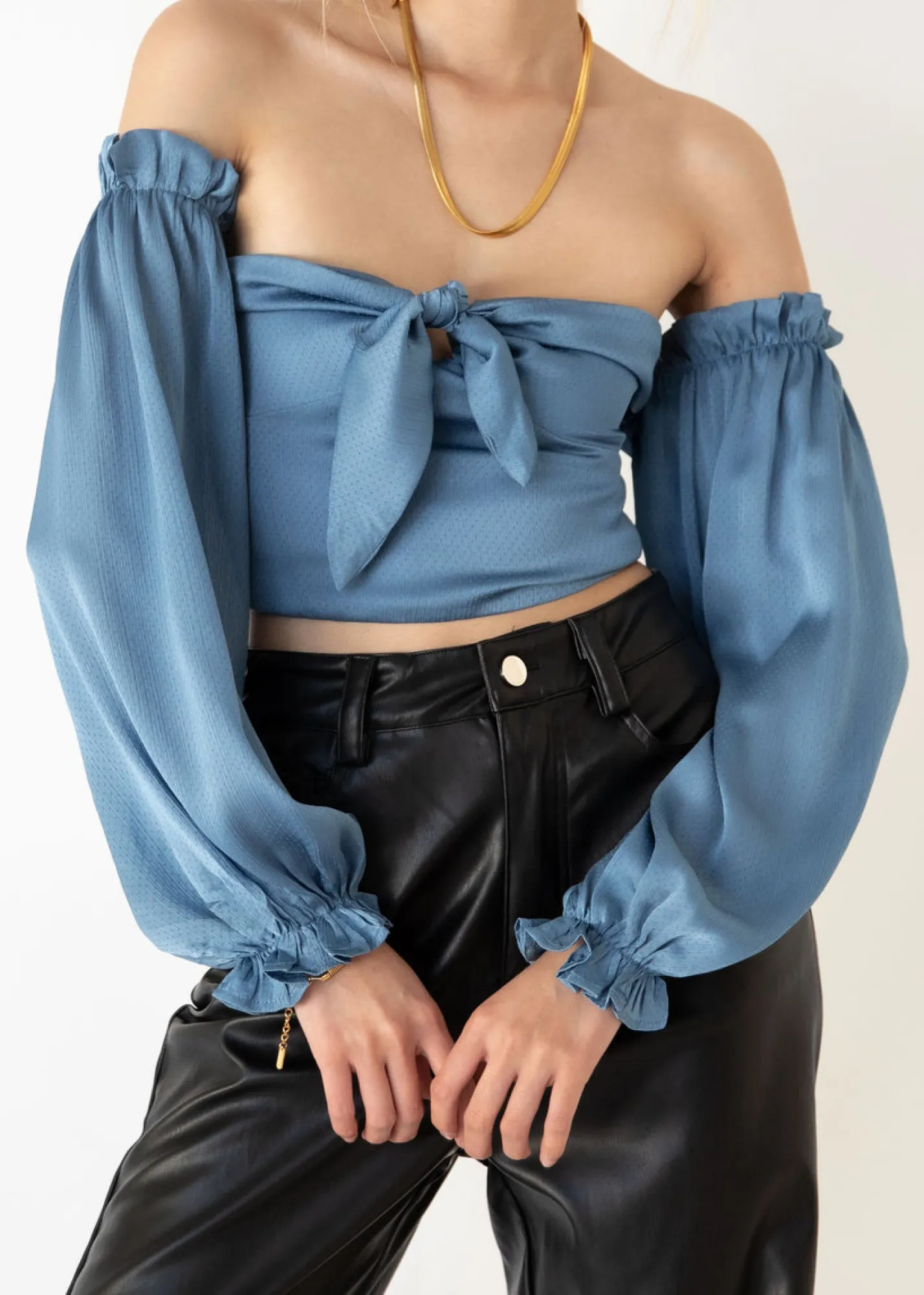Women Gingham & Heels Crops>Inari Off The Shoulder Crop