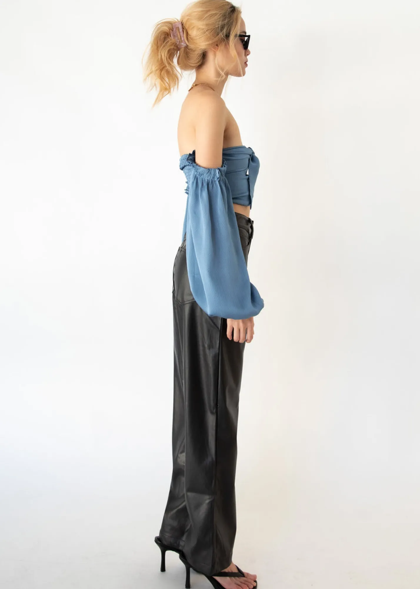 Women Gingham & Heels Crops>Inari Off The Shoulder Crop