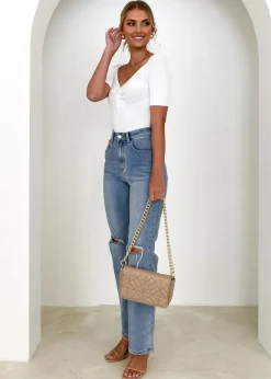 Women Gingham & Heels Jeans><noscript><img width=