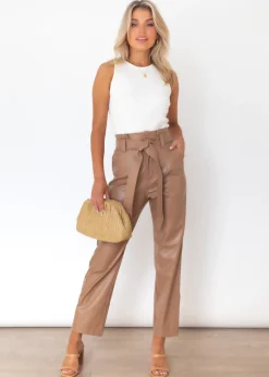 Women Gingham & Heels Pants>Ivella Leather Look Pants
