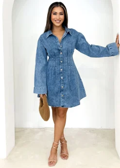 Women Gingham & Heels Short>Jessica Denim Dress