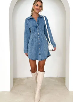 Women Gingham & Heels Short>Jessica Denim Dress