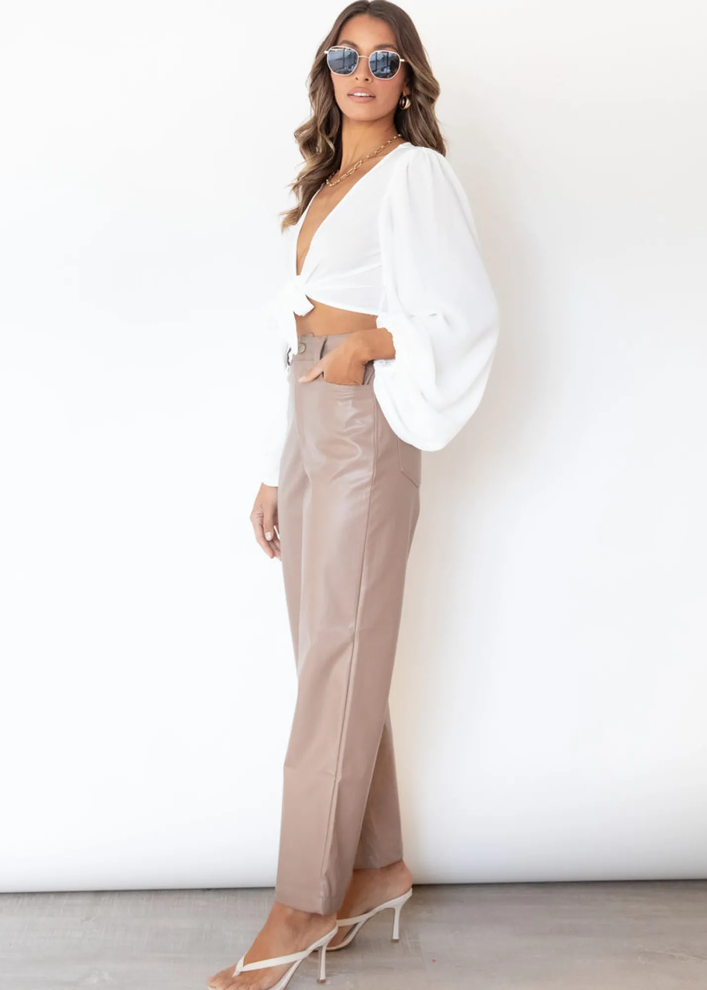 Women Gingham & Heels Pants>Jordan Leather Look Pants