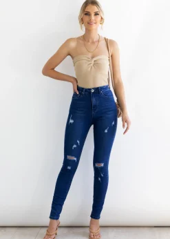 Women Gingham & Heels Jeans><noscript><img width=