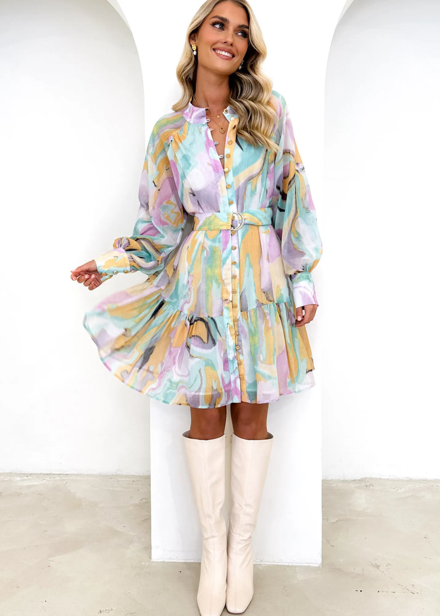 Women Gingham & Heels Short>Kaliana Dress