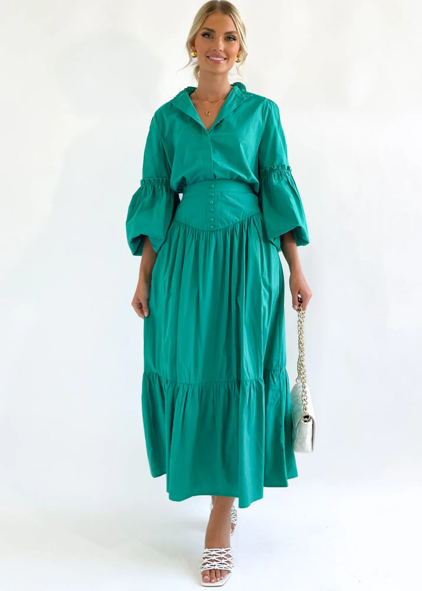 Women Gingham & Heels Sets>Kapas Midi Skirt