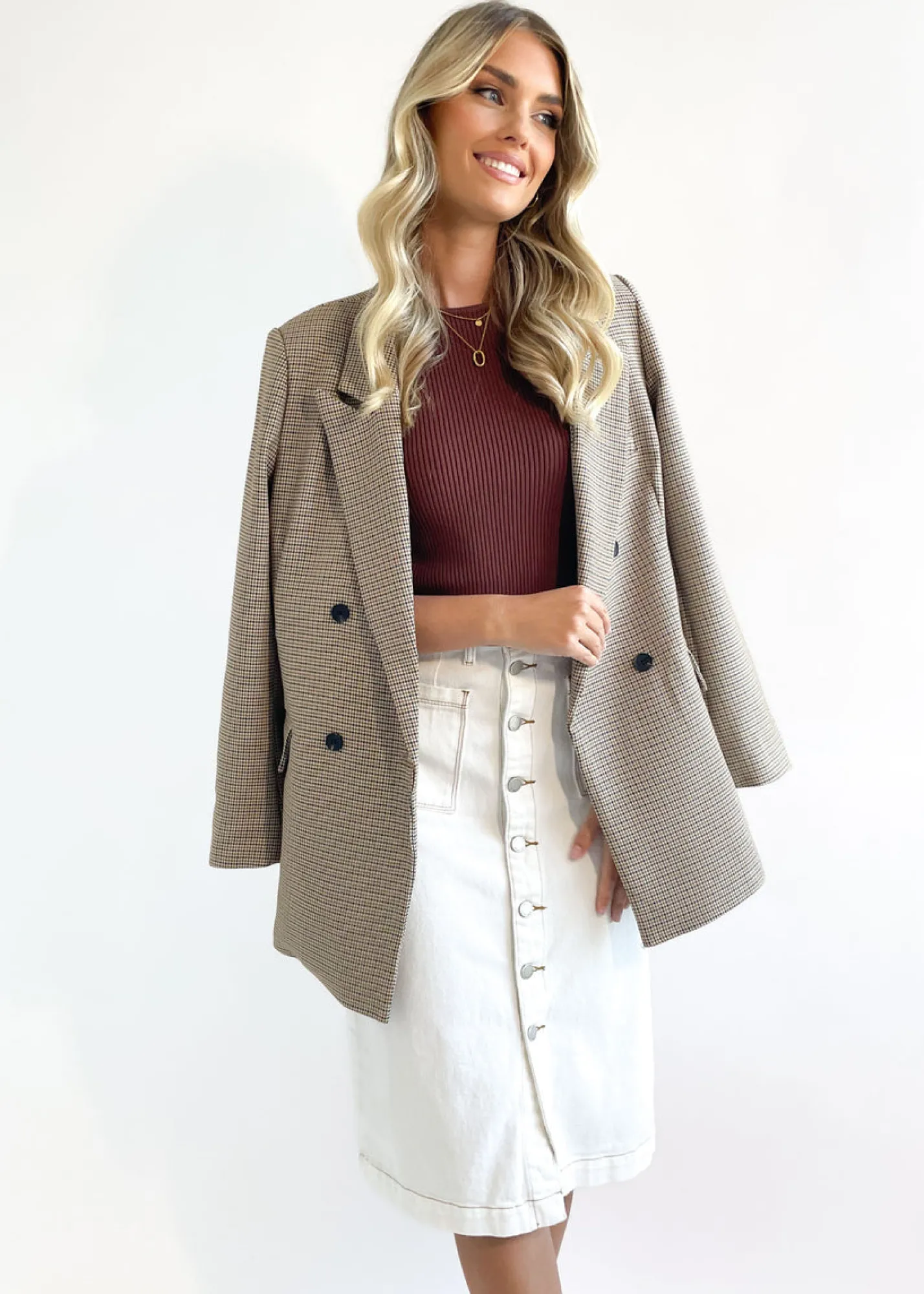 Women Gingham & Heels Skirts>Karina Denim Midi Skirt