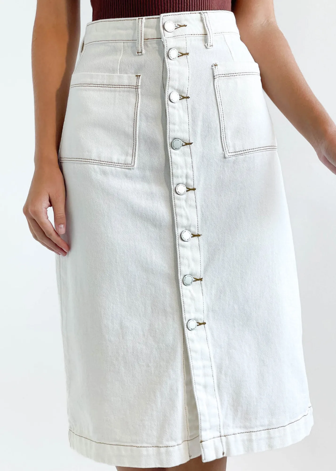 Women Gingham & Heels Skirts>Karina Denim Midi Skirt