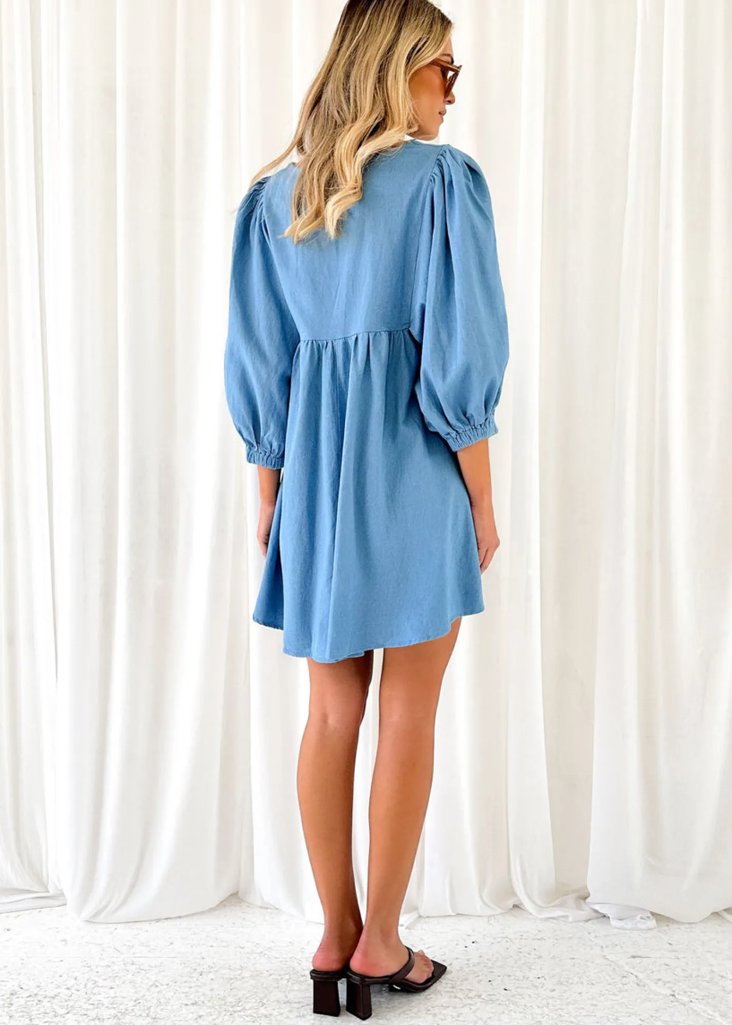 Women Gingham & Heels Short>Keeran Denim Dress