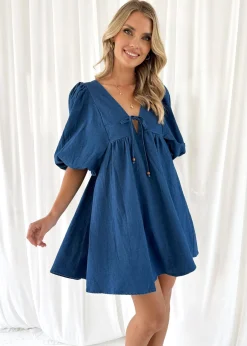 Women Gingham & Heels Short>Keeran Denim Dress