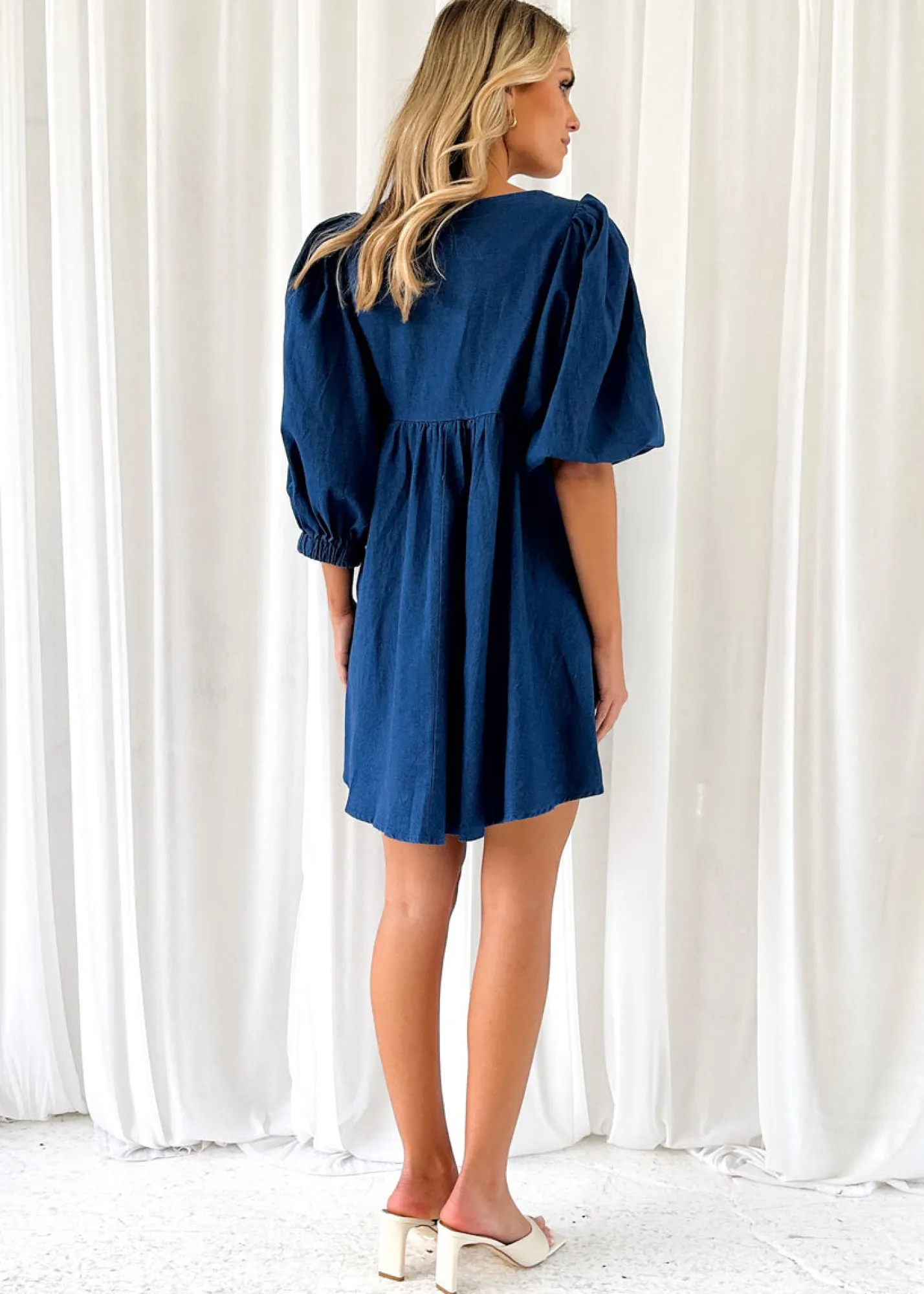 Women Gingham & Heels Short>Keeran Denim Dress