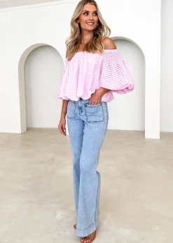 Women Gingham & Heels Blouses><noscript><img width=