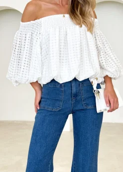 Women Gingham & Heels Off The Shoulder>Keke Off Shoulder Blouse