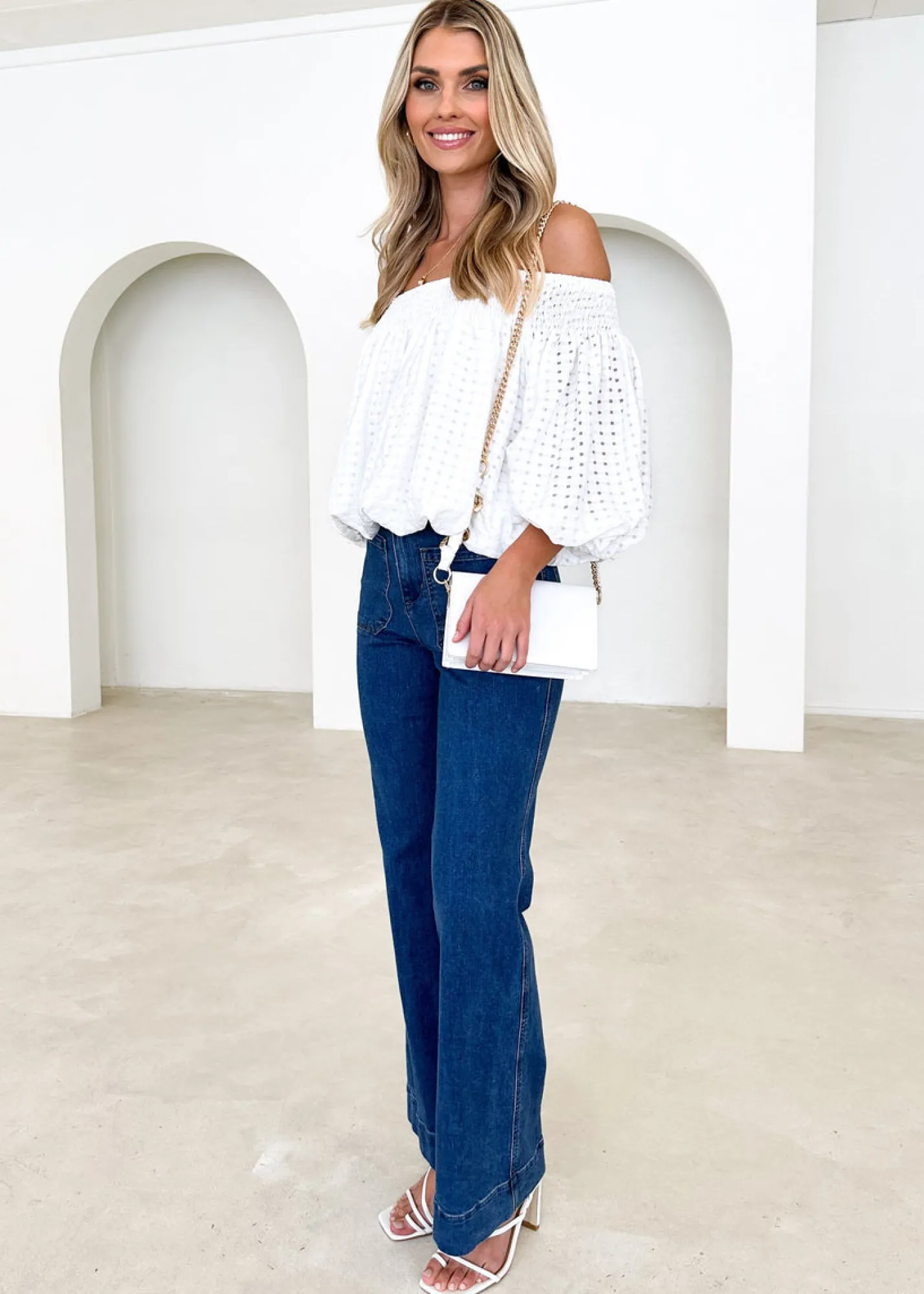 Women Gingham & Heels Off The Shoulder>Keke Off Shoulder Blouse