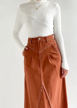 Women Gingham & Heels Skirts>Kierce Stretch Denim Midi Skirt