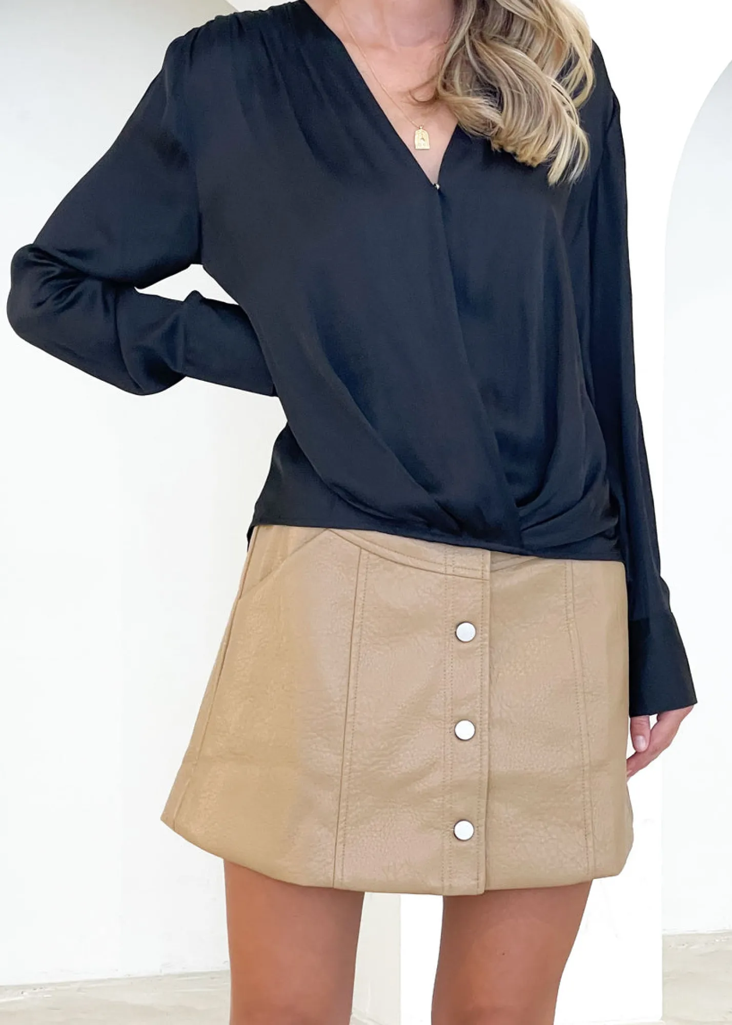 Women Gingham & Heels Blouses>Korri Crossover Blouse