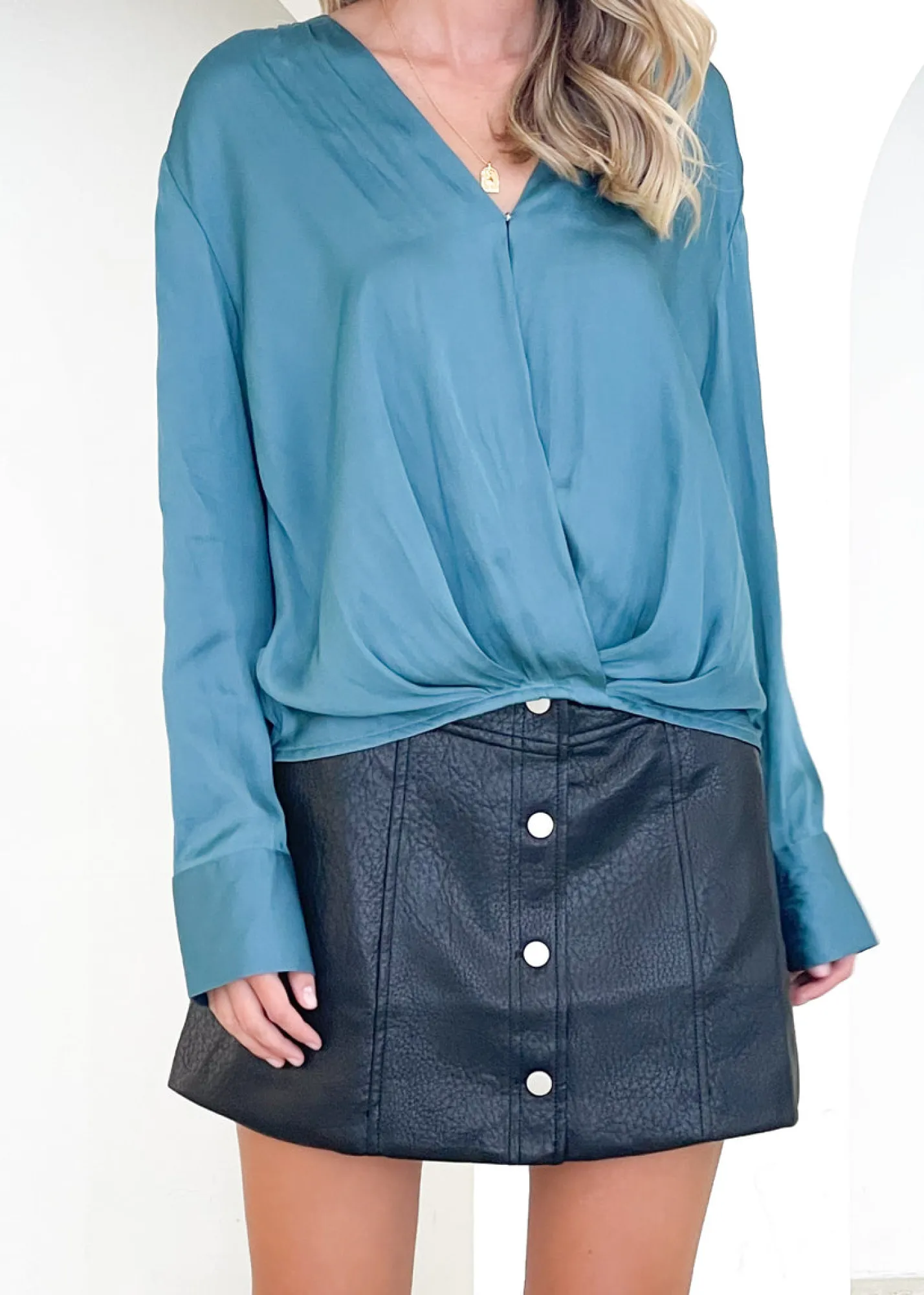 Women Gingham & Heels Blouses>Korri Crossover Blouse