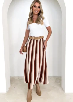 Women Gingham & Heels Knit Bottoms>Kylee Knit Midi Skirt