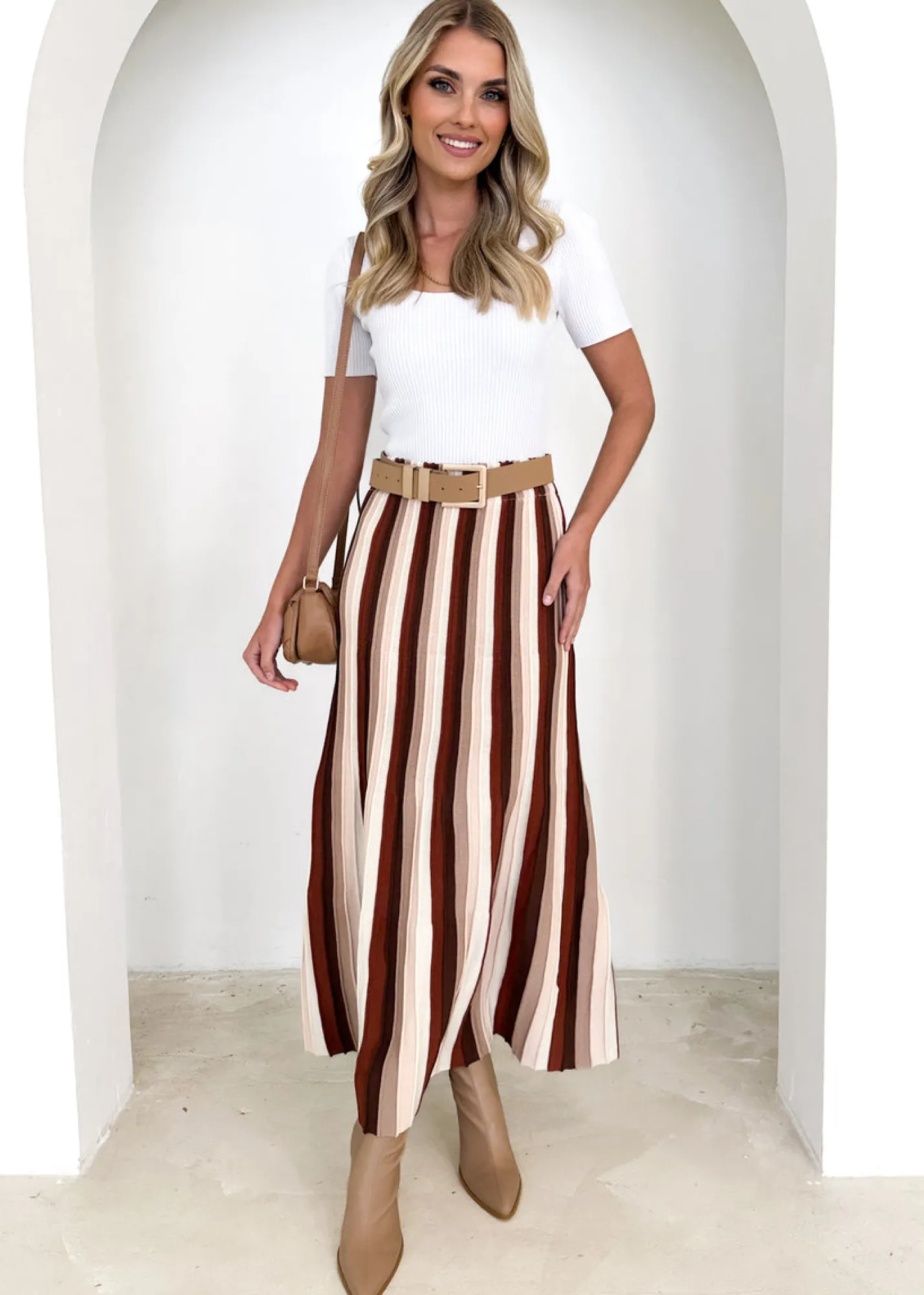 Women Gingham & Heels Knit Bottoms>Kylee Knit Midi Skirt