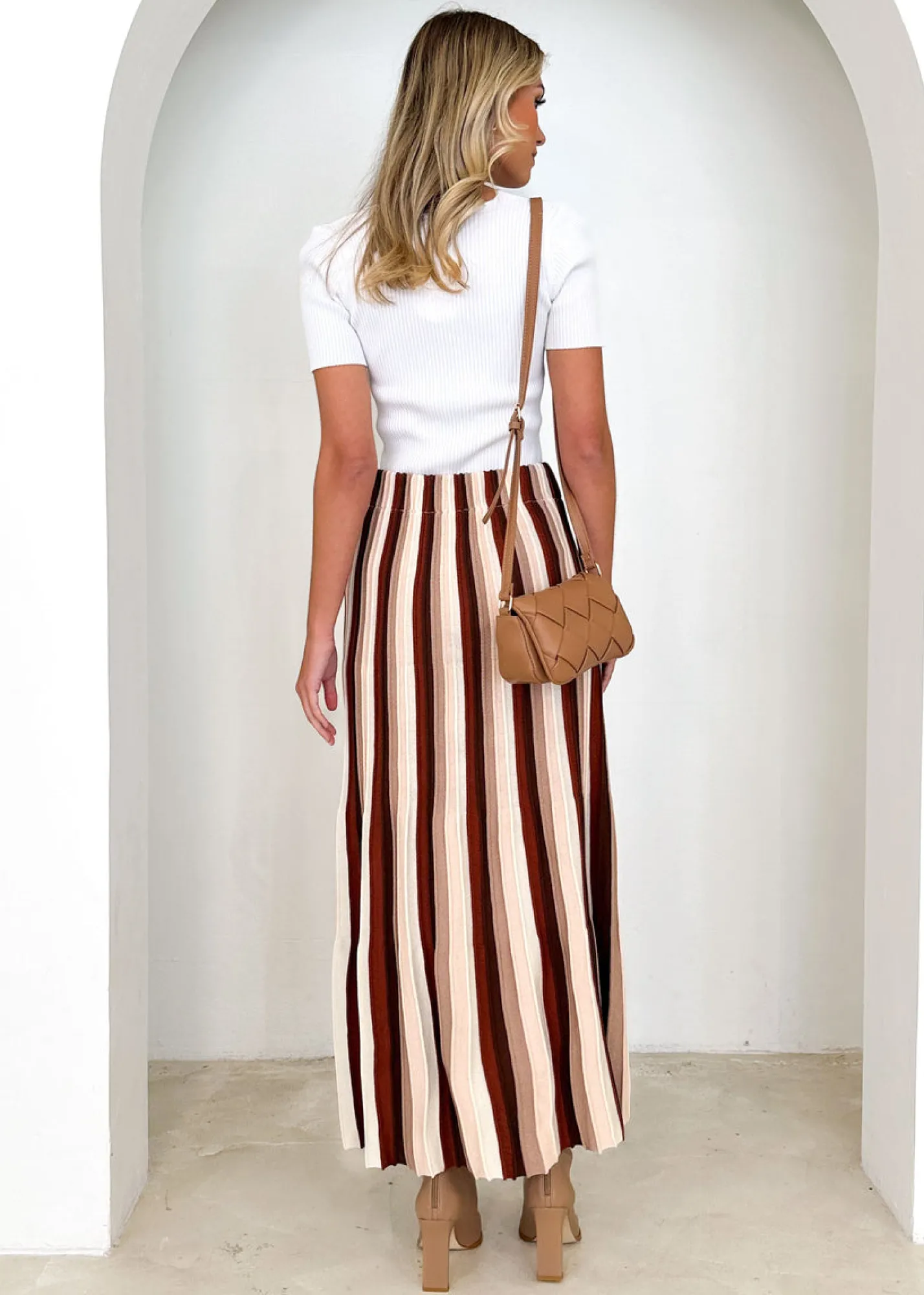 Women Gingham & Heels Knit Bottoms>Kylee Knit Midi Skirt