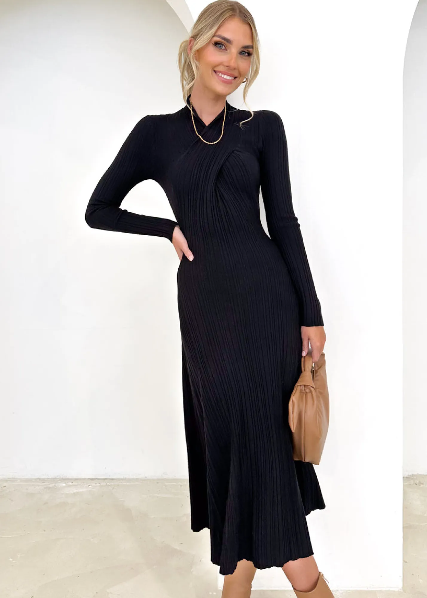 Women Gingham & Heels Knit Dresses>Lamont Knit Midi Dress