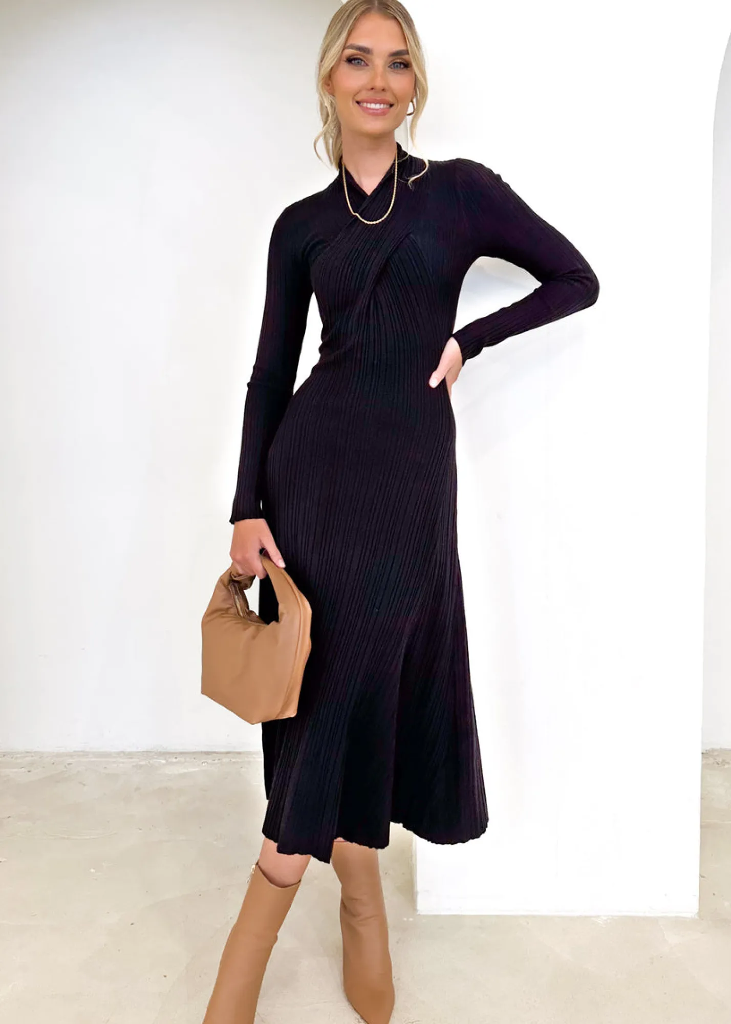 Women Gingham & Heels Knit Dresses>Lamont Knit Midi Dress