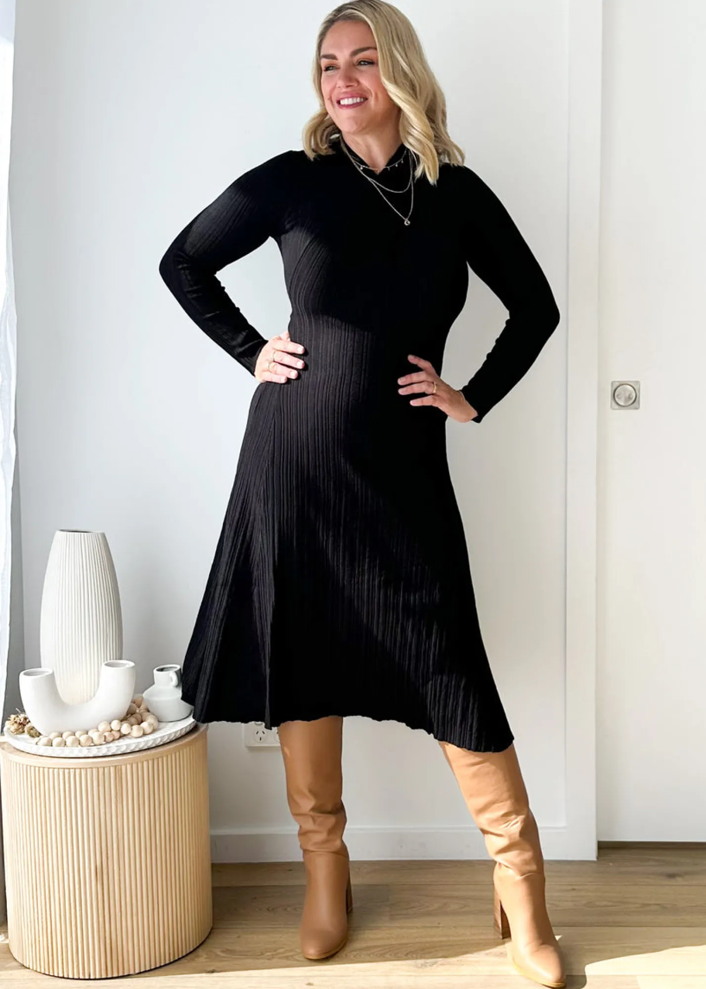 Women Gingham & Heels Knit Dresses>Lamont Knit Midi Dress