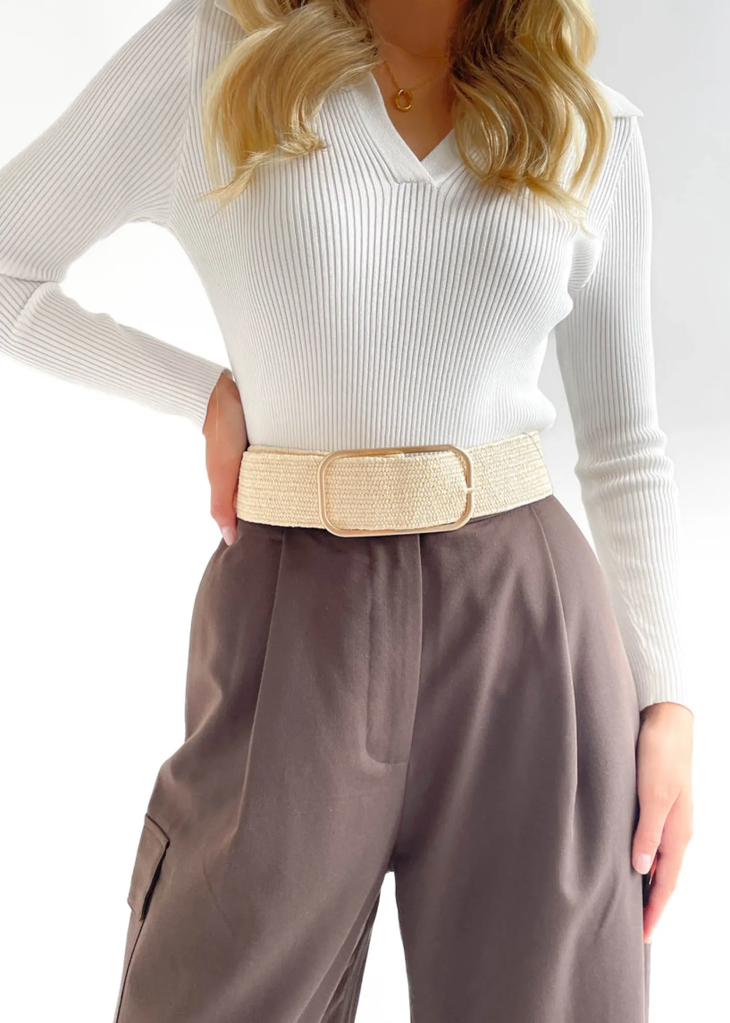 Women Gingham & Heels Belts>Leah Stretch Belt