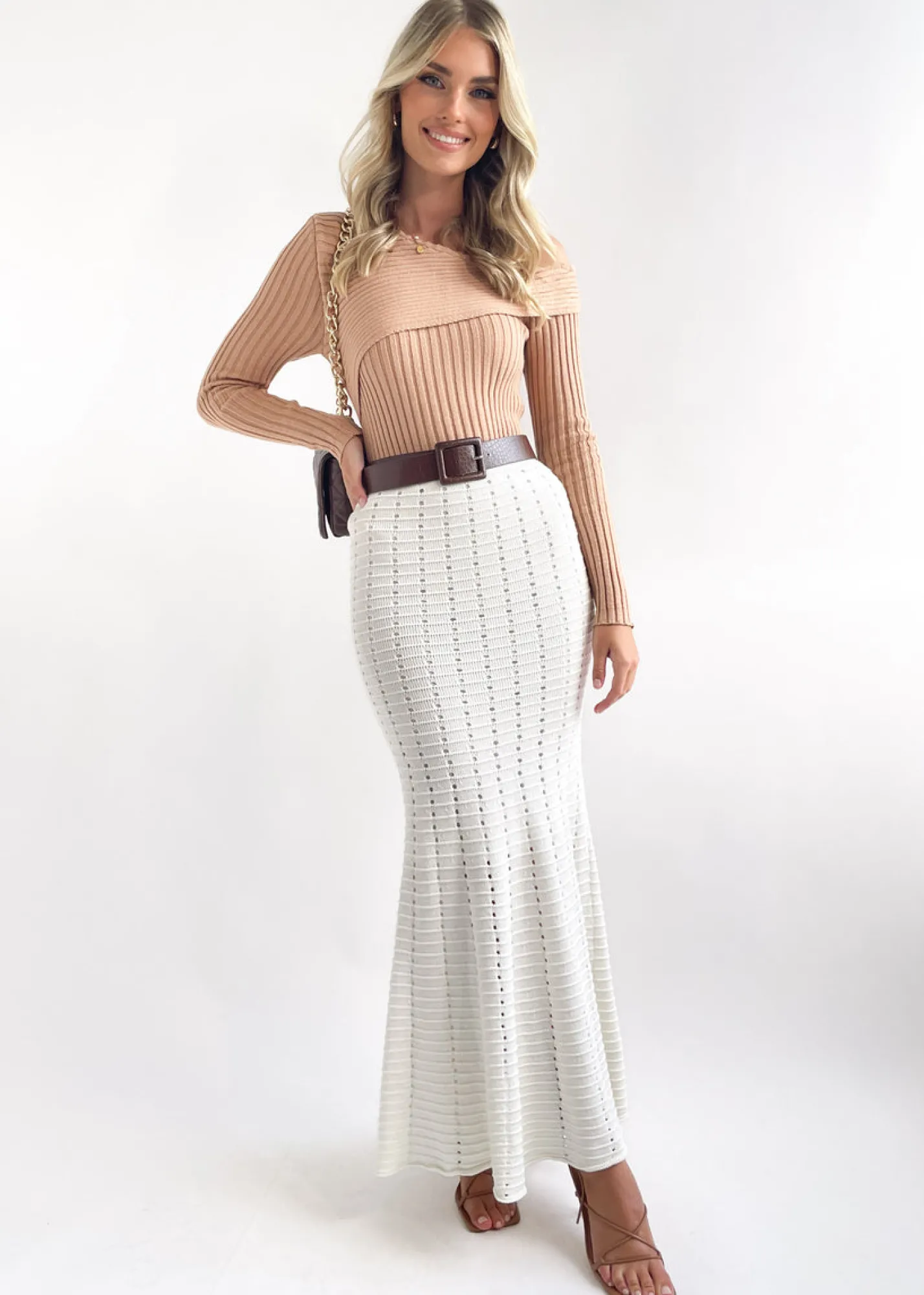 Women Gingham & Heels Skirts>Leila Knit Maxi Skirt