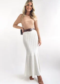 Women Gingham & Heels Knit Bottoms>Leila Knit Maxi Skirt