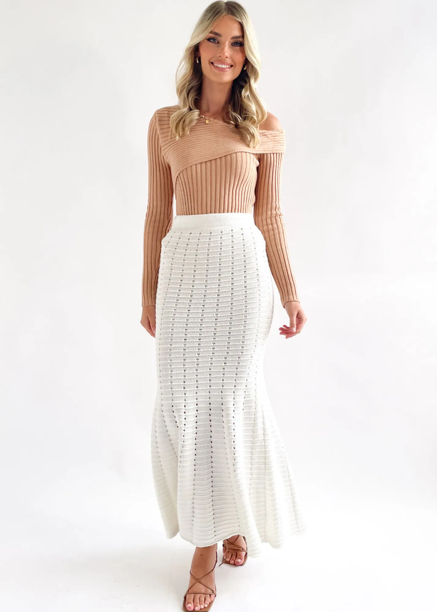 Women Gingham & Heels Knit Bottoms>Leila Knit Maxi Skirt