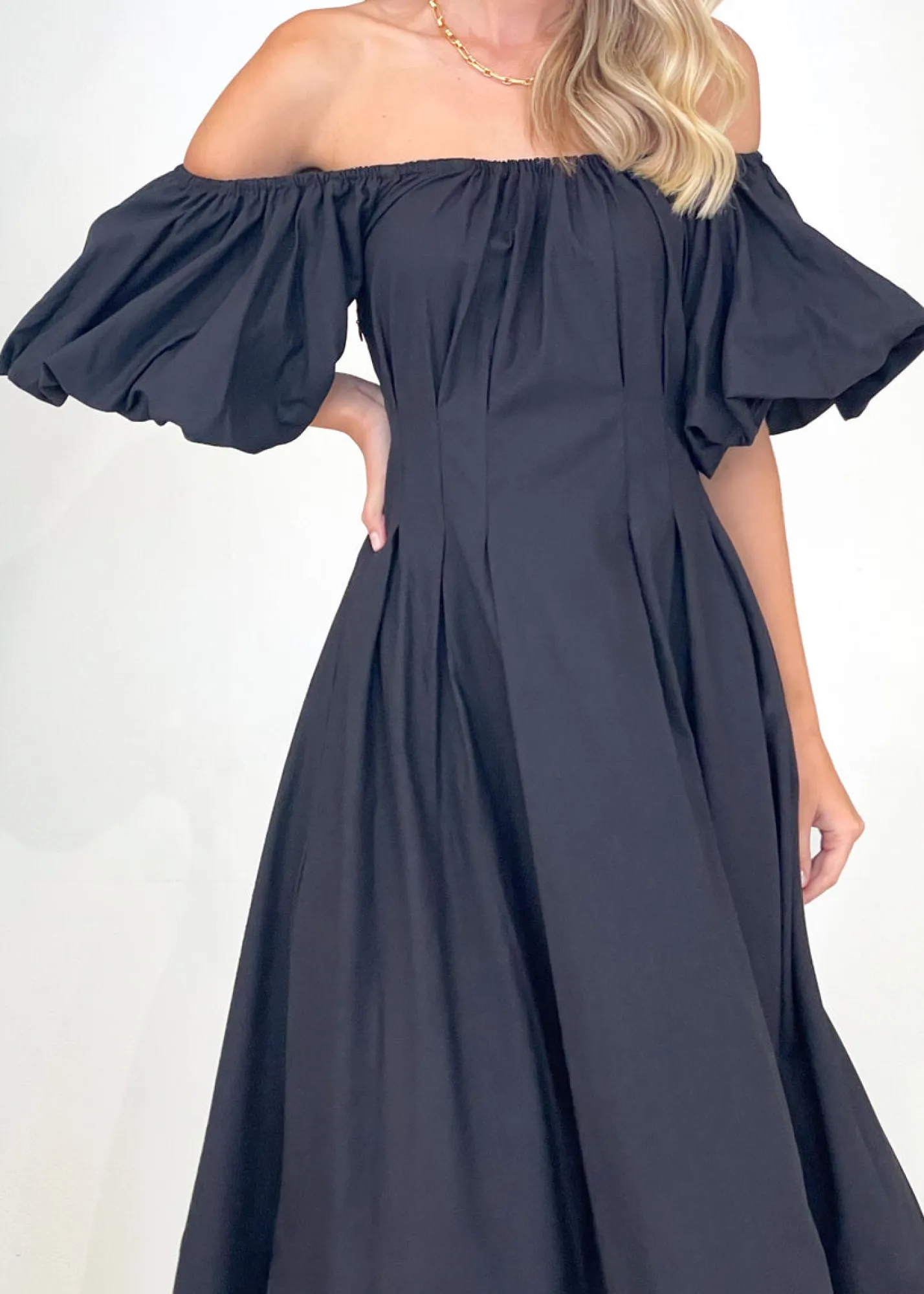 Women Gingham & Heels Maxi>Lessey Off Shoulder Maxi Dress