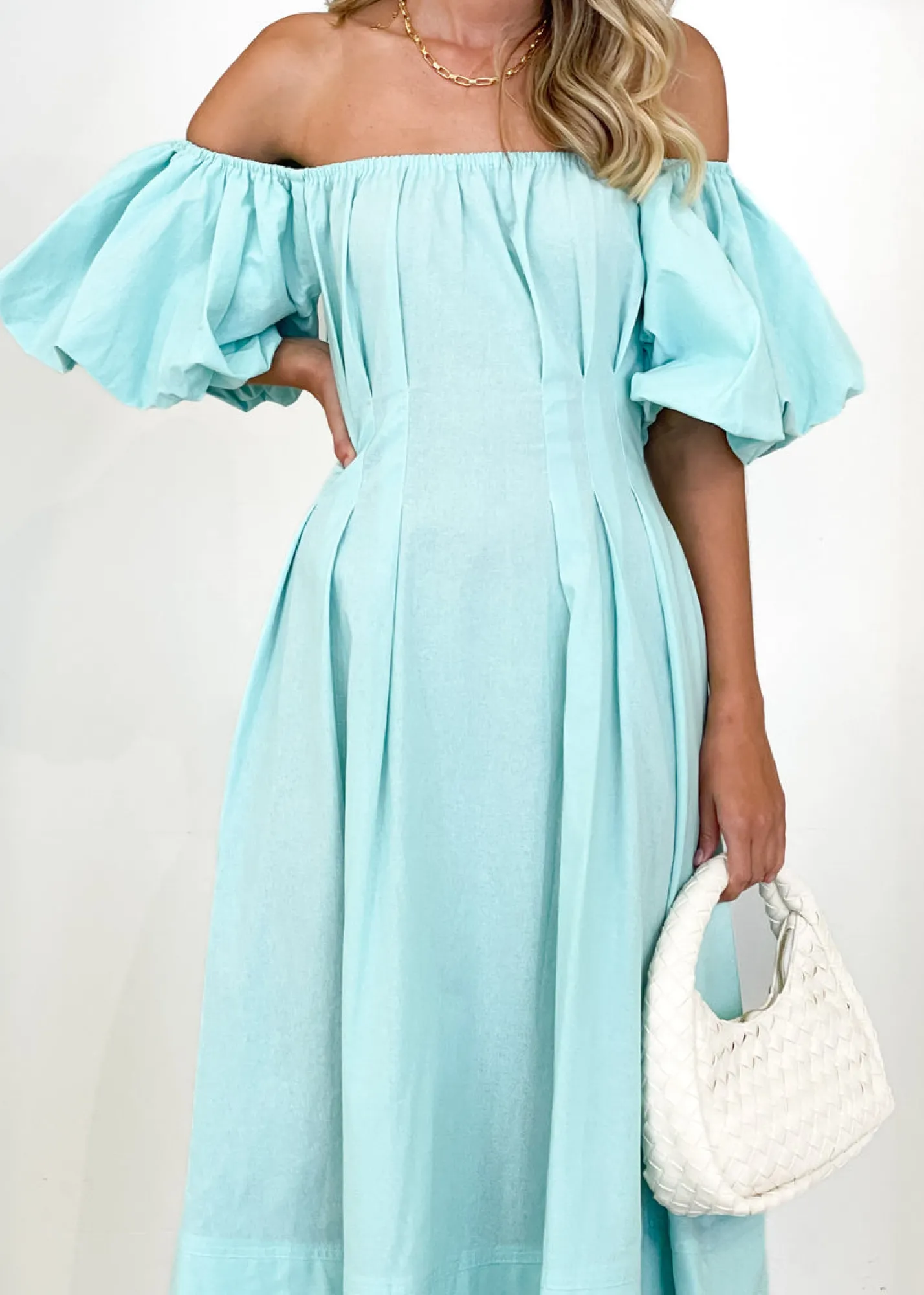 Women Gingham & Heels Maxi>Lessey Off Shoulder Maxi Dress