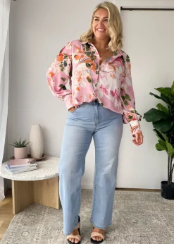 Women Gingham & Heels Jeans>Lettah Stretch Wide Leg Jeans